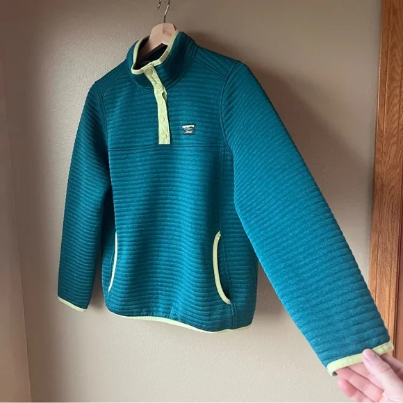LL Bean Airlight Knit Pullover Women’s S PET Sweater Sweatshirt Teal Outdoor - Picture 3 of 10